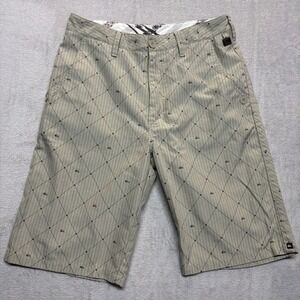 Vintage Quicksilver Shorts Mens‎ 30 Beige Brown Y2K Grunge Skater Surf Geometric